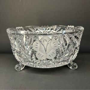Footed Clear Crystal Glass Serving Dish 7 1/2”